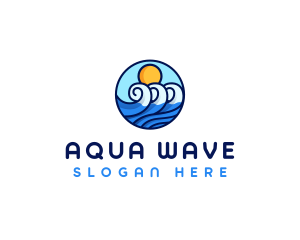 Sun Water Wave  logo design