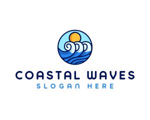 Sun Water Wave  logo design