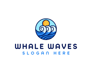 Sun Water Wave  logo design