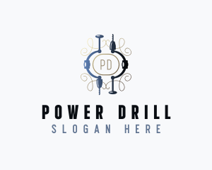 Manual Drill Carpentry logo design