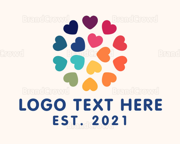 Colorful Heart Flower Logo