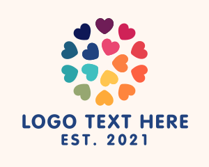 Colorful Heart Flower logo design