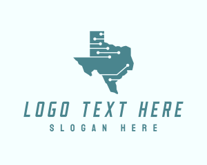 Landmass - Tech Circuit Texas Map logo design