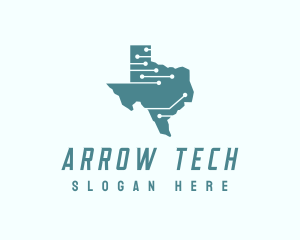 Tech Circuit Texas Map logo design