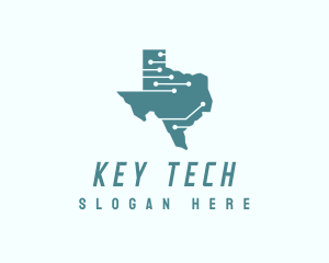 Tech Circuit Texas Map logo design