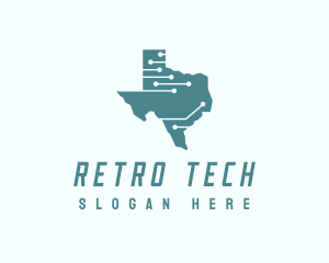 Tech Circuit Texas Map logo design