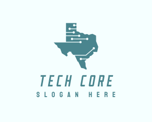 Tech Circuit Texas Map logo design