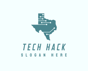 Tech Circuit Texas Map logo design