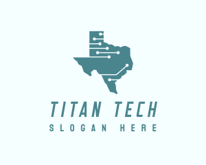 Tech Circuit Texas Map logo design