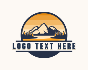 Hiker - Mountain Lake Nature Park logo design