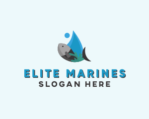 Aquatic Marine Fish logo design