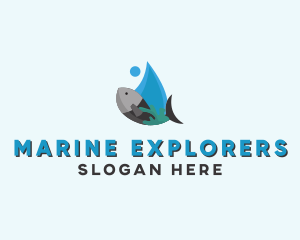 Aquatic Marine Fish logo design