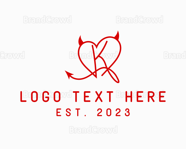 Erotic Devil Heart Letter K Logo