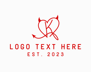 Adult - Erotic Devil Heart Letter K logo design