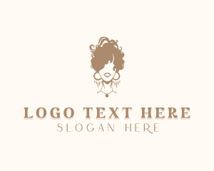 Earrings - Curly Hairstyle Woman logo design