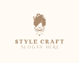 Curly Hairstyle Woman logo design