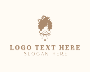 Hairdresser - Curly Hairstyle Woman logo design