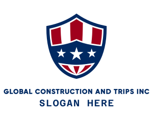 Three Star Patriotic Shield logo design