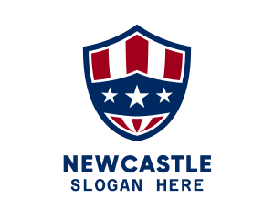 University - Three Star Patriotic Shield logo design