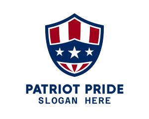 Stars And Stripes - Three Star Patriotic Shield logo design