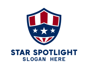 Three Star Patriotic Shield logo design