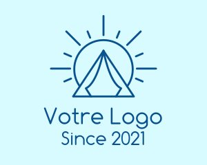 Blue - Summer Camping Tent Sun logo design