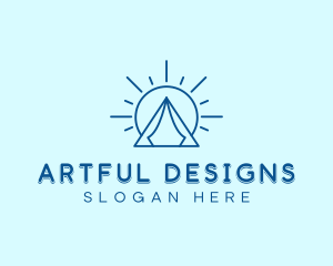 Summer Camping Tent Sun logo design