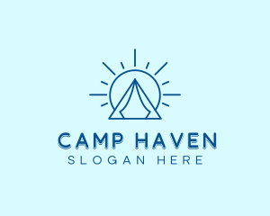 Summer Camping Tent Sun logo design