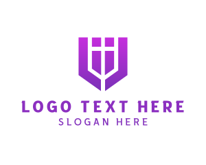 Purple Shield - Tech Shield Gaming logo design