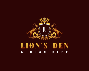 Royal Crown Shield Lion logo design