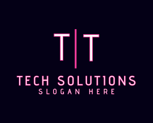 Techno - Cyber Neon Techno logo design