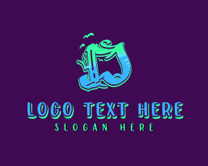 Teenager - Neon Graffiti Letter D logo design