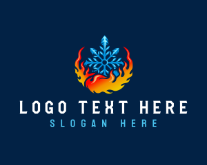 Heat - Snowflake Heating Cooling logo design