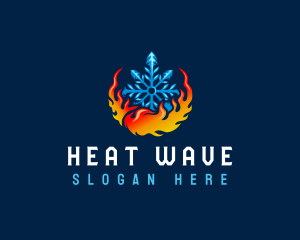 Heat - Snowflake Heating Cooling logo design