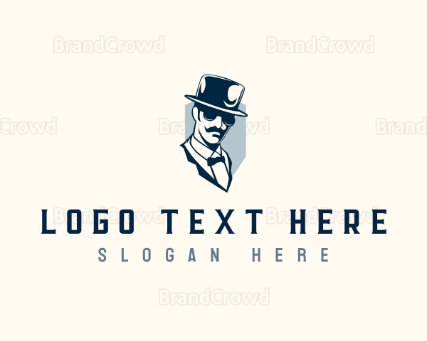 Gentleman Hat Mustache Logo