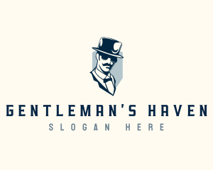 Gentleman Hat Mustache logo design