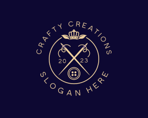 Hobby - Elegant Crown Sewing Needle logo design