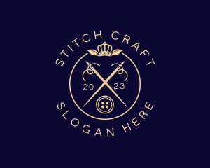 Dressmaking - Elegant Crown Sewing Needle logo design