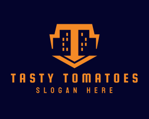 Orange Building Cityscape logo design