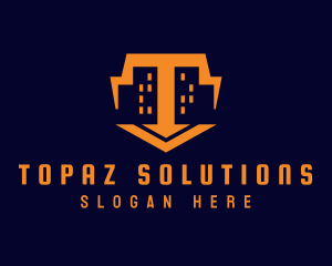 Orange Building Cityscape logo design