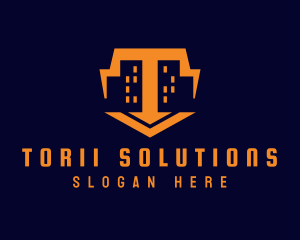 Orange Building Cityscape logo design