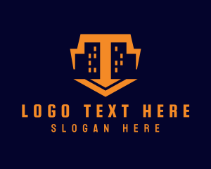 Cityscape - Orange Building Cityscape logo design