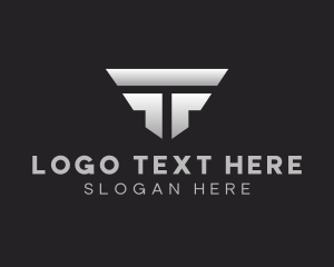 Trenching - Industrial Silver Letter T logo design