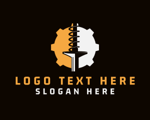 Machinist - Cog Mechanical Drill logo design