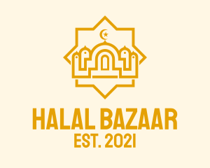 Golden Muslim Mosque  logo design