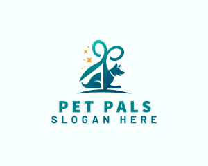 Dog Pet Grooming Scissors logo design