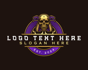 Vintage - Gaming Serpent Skull logo design