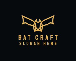 Bat - Golden Flying Bat logo design