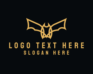 Bat - Golden Flying Bat logo design