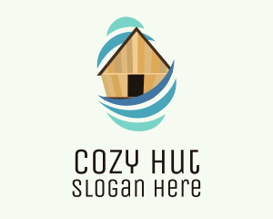 Hut - Tropical Hut Ocean Villa logo design